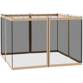 Replacement Mesh Sidewall Netting for 10' x 10' Gazebos and Canopy Tents with Zippers, (Sidewall Only) Beige