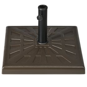 42lbs Resin Patio Umbrella Base, 20" Square Outdoor Umbrella Stand Holder for Parasol Poles 1.26", 1.5", and 1.9" Dia, Brown