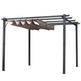 10' x 10' Aluminum Patio Pergola with Retractable Pergola Canopy, Backyard Shade Shelter for Porch, Outdoor Party, Garden, Grill Gazebo, Charcoa