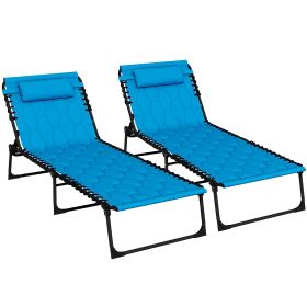 Folding Chaise Lounge Set with Reclining Back, 25.6" x 74" x 14.2", Blue