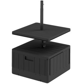 3-in-1 Outdoor Umbrella Base with Table Tray, Coffee End Table, Planter Box with Drain Hole, 175 lbs. Capacity Heavy Duty Fillable Patio Umbrell