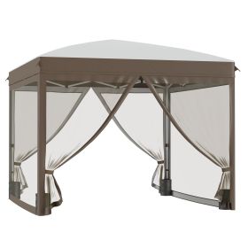 10' x 10' Pop Up Canopy Tent with Netting, Instant Sun Shelter, Tents for Parties, Height Adjustable, with Wheeled Carry Bag and 4 Sand Bags for