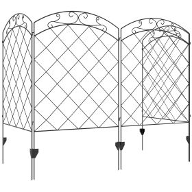 4 Pack Garden Fencing for Yard, Decorative Fence Panels as Animal Barrier and Flower Edging, Swirls