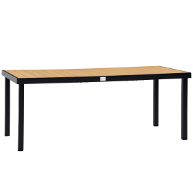 75" x 35" Outdoor Dining Table for 8 People, Rectangular Aluminum Frame Garden Table with All-Weather Faux Wood Top for Garden, Lawn, Patio, Nat