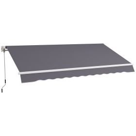 12' x 10' Manual Retractable Awning Outdoor Sunshade Shelter with Adjustable & Versatile Design