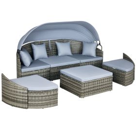 Convertible Rattan Daybed Sectional, Light Grey