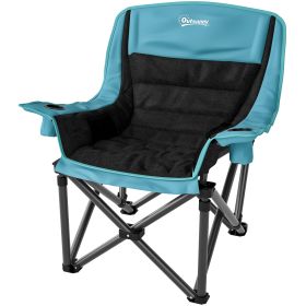 Camping Chair for Adults, Portable Folding Camping Chair w/ Side Pockets, Cup Holders, Carry Bag, Green and Black