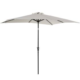 9' x 7' Patio Umbrella Outdoor Table Market Umbrella with Crank, Solar LED Lights, 45° Tilt, Push-Button Operation, for Deck, Backyard, Pool and