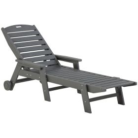 Outdoor Chaise Lounge Chair, Waterproof Pool Furniture with Reclining Adjustable Backrest & Wheels for Beach, Tanning, Poolside, Patio, Light Gr