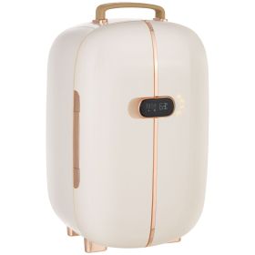 HOMCOM Professional Skincare Fridge - 12L, LED Lighting, Timer, Dual Doors, Cooler & Warmer, White, for Beauty & Makeup Exclusive