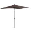Outsunny 9' x 7' Patio Umbrella Outdoor Table Market Umbrella with Crank, Solar LED Lights, 45° Tilt, Push-Button Operation, for Deck, Pool, Brown