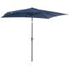 Outsunny 9 x 7 ft Patio Umbrella Outdoor Table Market with Crank Solar LED Lights Tilt Button for Deck Pool Blue