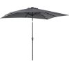 Outsunny 9 x 7 ft Patio Umbrella Outdoor Table Market with Crank Solar LED Lights Tilt Button for Deck Dark Gray