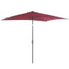 Outsunny 9ft Solar LED Patio Umbrella Outdoor Table Market Shade Crank Red