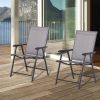 Outsunny 2-piece Patio Folding Chairs, Set with a Simple & Breathable Mesh, Dining Chair with Armrests, for Garden Yard, Camping