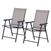 Outsunny 2-piece Patio Folding Chairs, Set with a Simple & Breathable Mesh, Dining Chair with Armrests, for Garden Yard, Camping