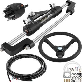 VEVOR Hydraulic Boat Steering Kit, 300HP Hydraulic Steering Kit Helm Pump, Cylinder, Wheel, 18 Feet Hose Hydraulic Steering Seal Kit