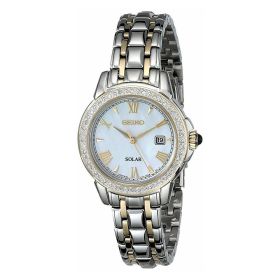 Seiko SUT170 Solar Two Tone Mother of Pearl Dial Diamond Accent Women's Watch