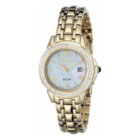 Seiko SUT172 Le Grand Sport Solar Gold Tone Diamond Accent Mother of Pearl Dial Watch