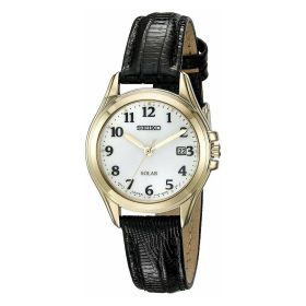 Seiko SUT254 Core Solar White Dial Black Leather Women's Quartz Watch
