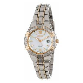Seiko SUR686 Solar Two Tone Mother of Pearl Dial Women's Diamond Watch