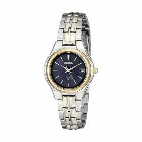 Seiko SUT040 Solar Two Tone Stainless Steel Black Dial Women's Quartz Watch