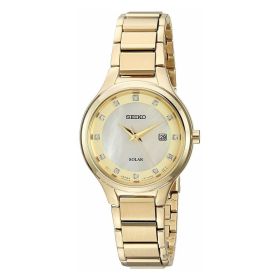 Seiko SUT320 Core Solar Gold Stainless Diamond Accent Mother of Pearl Dial Women's Watch