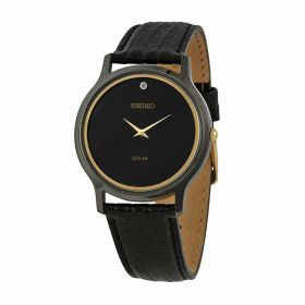 Seiko SUP875 Core Solar Black Dial Men's Black Calfskin Leather Eco-Drive Watch
