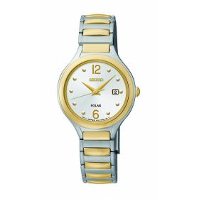 Seiko SUT178 Solar Two Tone Stainless Steel White Dial Women's Expansion Watch