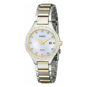 Seiko SUT136 Solar Two Tone Diamond Accent Mother of Pearl Dial Women's Watch