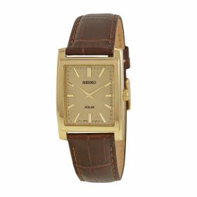 Seiko SUP896 Solar Champagne Dial Men's Brown Leather Eco-Drive Watch