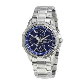 Seiko SSC141 Solar Blue Dial Stainless Steel Men's Chronograph Watch