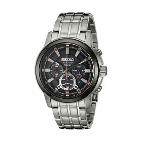 Seiko SSC389 Recraft Solar Chronograph Black Dial Men's Stainless Steel Watch