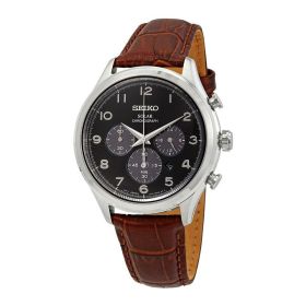 Seiko SSC565 Core Solar Brown Leather Black Dial Men's Chronograph Watch