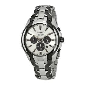 Seiko SSC635 Core Solar Two Tone Stainless Steel Silver Dial Men's Chronograph Watch