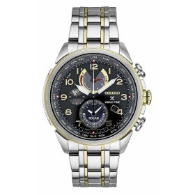 Seiko SSC508 Prospex Solar Word Time Stainless Steel Black Dial Men's Chronograph Watch