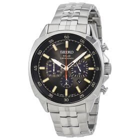 Seiko SSC511 Recraft Solar Men's Stainless Steel Black Dial Chronograph Watch