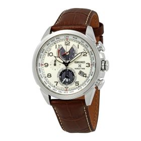 Seiko SSC509 Prospex World Time Solar Brown Leather Cream Dial Men's Chronograph Watch
