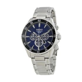 Seiko SSC445 Core Solar Silver Stainless Steel Blue Dial Men's Chronograph Quartz Watch