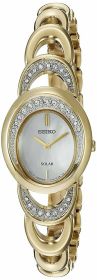 Seiko SUP298 Solar Core Mother Of Pearl Dial Crystals Accent Women's Watch