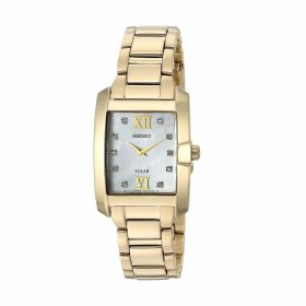 Seiko SUP378 Solar Gold Stainless Steel Mother of Pearl Dial Women's Diamond Watch