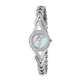 Seiko SUP173 Solar Mother of Pearl Dial Swarovski Crystals Accent Women's Watch