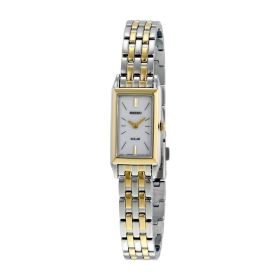 Seiko SUP028 Solar Two Tone Stainless Steel White Dial Women's Quartz Watch