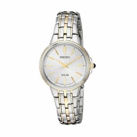 Seiko SUP394 Solar Two Tone Stainless Steel Silver Dial Women's Quartz Watch