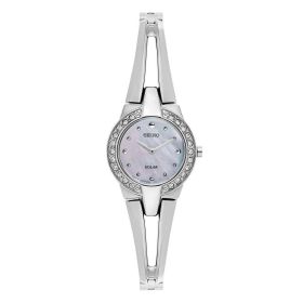 Seiko SUP231 Solar Tressia Mother Of Pearl Dial Swarovski Crystals Accent Women's Watch