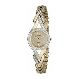 Seiko SUP176 Solar Swarovski Crystal Accent Gold Dial Women's Watch