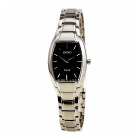 Seiko SUP259 Solar Black Dial Stainless Steel Women's Tonneau Watch