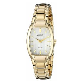 Seiko SUP262 Solar Gold Tone Stainless Steel White Dial Women's Watch