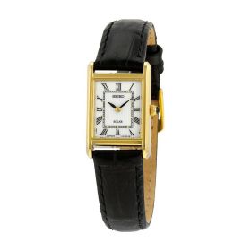 Seiko SUP250 Solar Black Leather White Dial Women's Quartz Watch