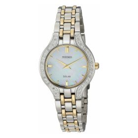 Seiko SUP335 Core Solar Two Tone Diamond Accent Mother of Pearl Dial Women's Watch